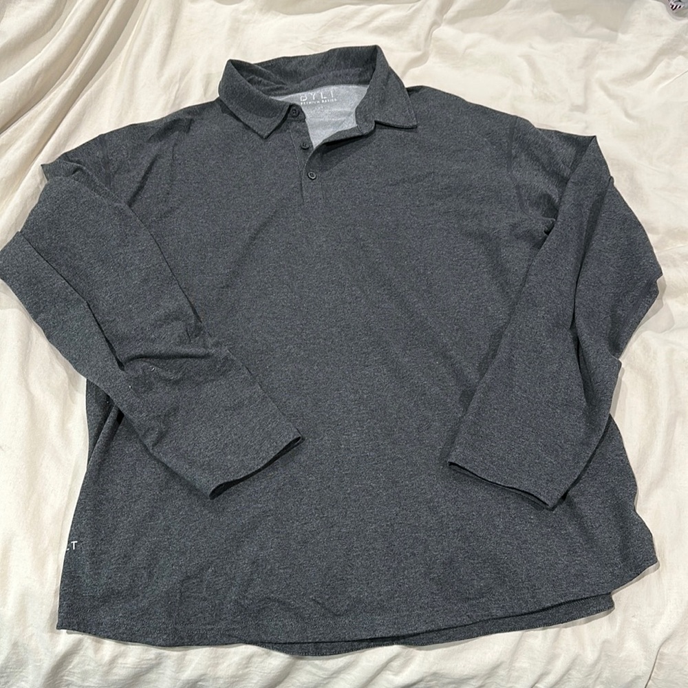 XXL drop cut long sleeve polo LUX fabric  bylt basics shirt